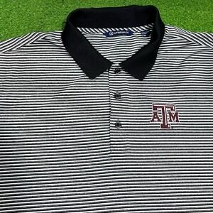 Vintage‎ Y2K Texas A&M Polo 2XL Aggie Cutter & Buck Black Stripe Performance